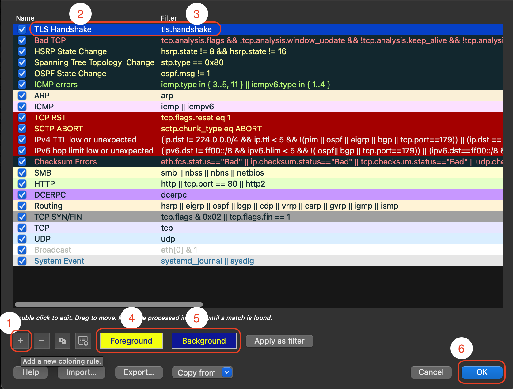 Adding Coloring Rule in Wireshark